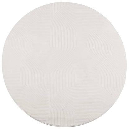Alfombra De Pelo Corto Look Escandinavo Iza Crema Ø 160 Cm / Vetonek_5