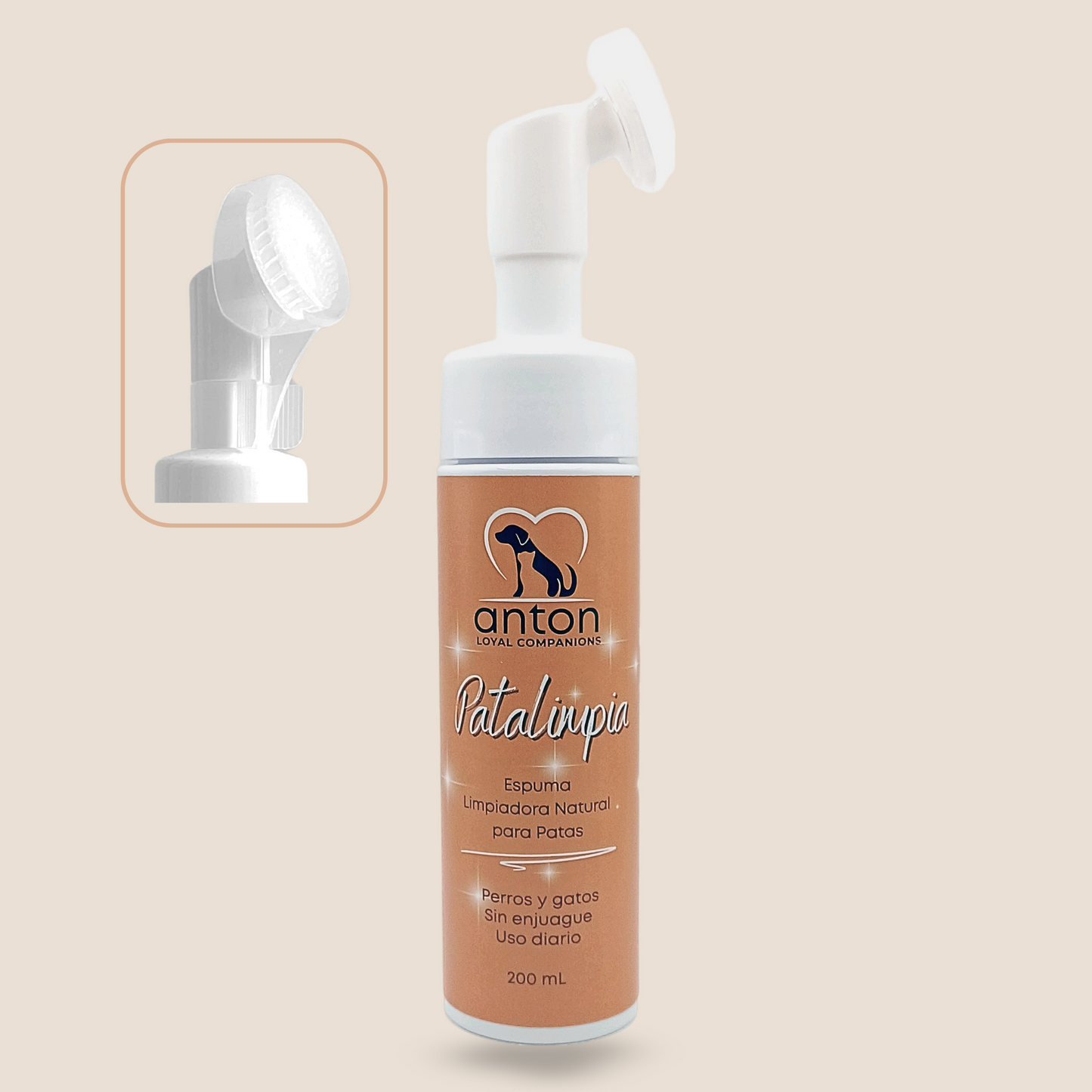 Espuma limpiadora natural para la higiene de las patas de perros y gatos – 200 ml_0