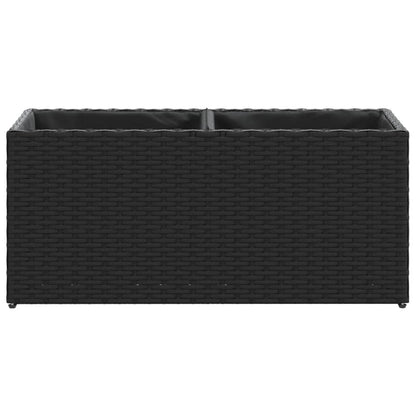 Jardineras Con 2 Maceteros 2 Uds Ratán Pe Negro 72x30x32 Cm_5