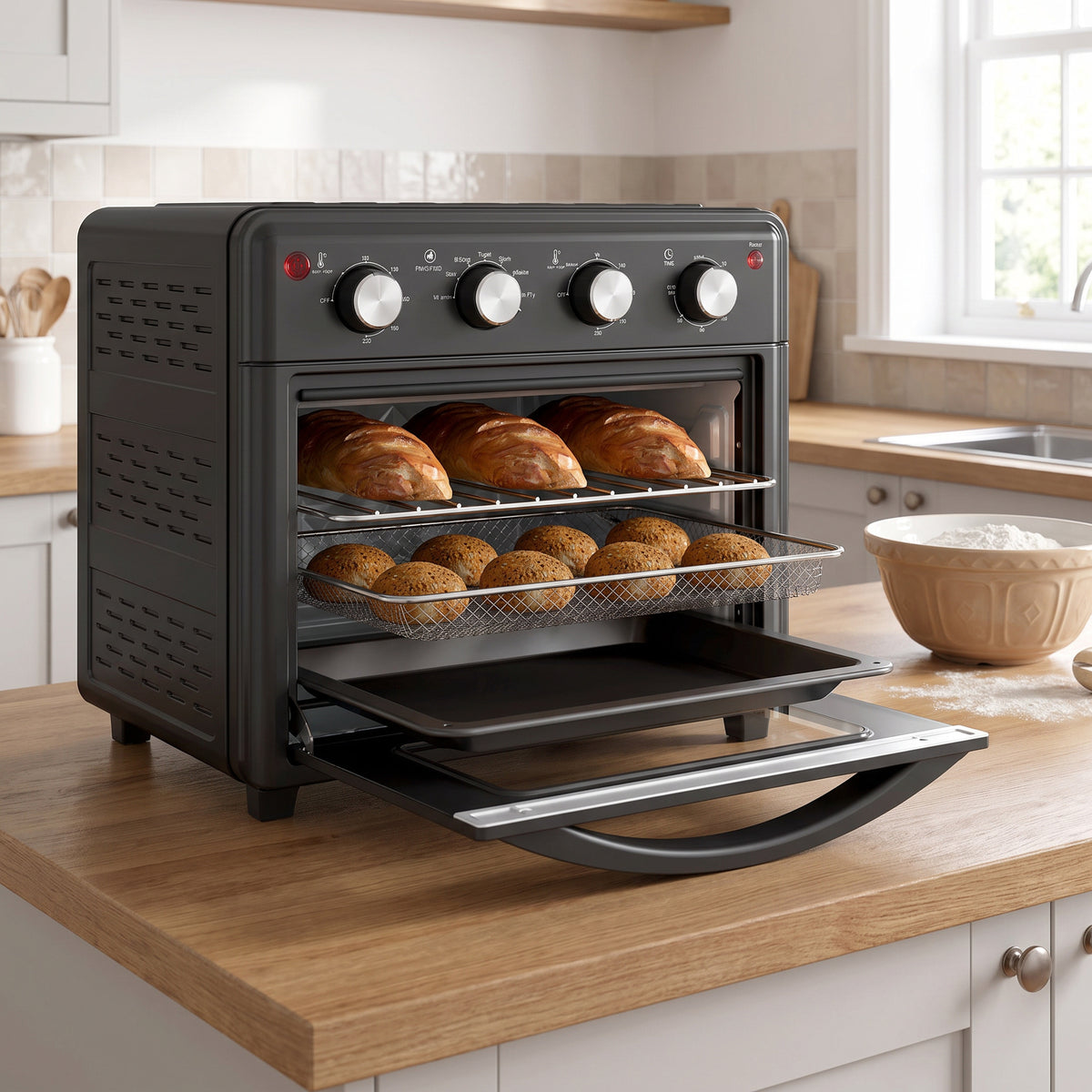 Homcom Horno Eléctrico Multifunción De Sobremesa De 30l 1600w 43x39x39cm Negro_3