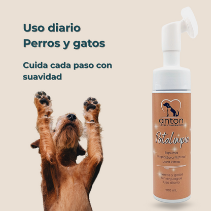 Espuma limpiadora natural para perros y gatos – Limpieza de patas 200 ml