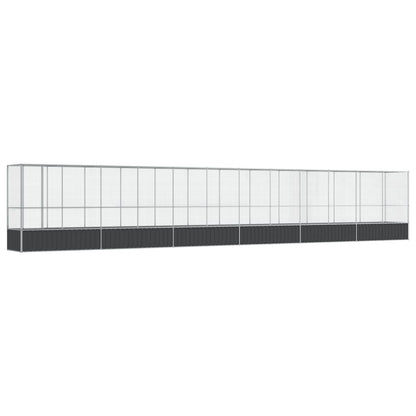 Vidaxl Pajarera Con Extensión Acero Color Plateado 1250,5x107x212 Cm_0
