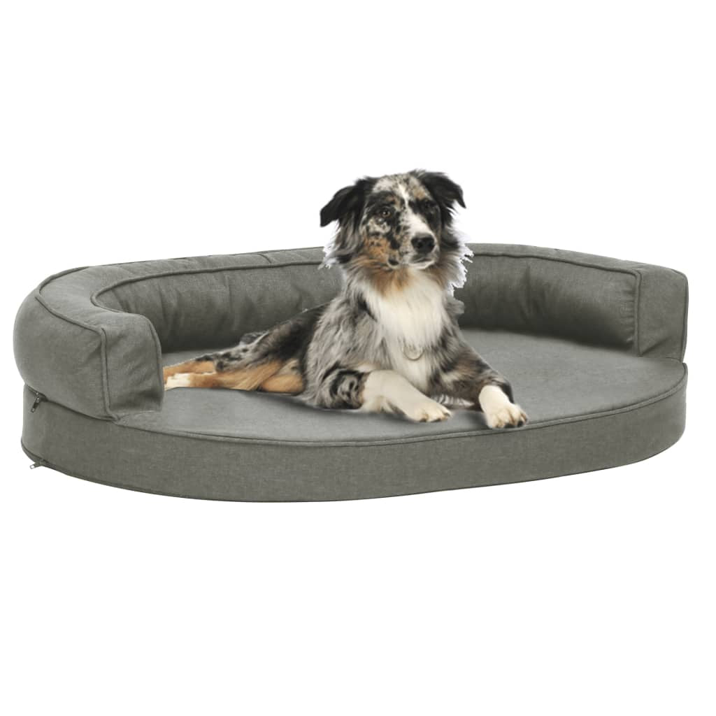 Vidaxl Colchón De Cama De Perro Ergonómico Aspecto Lino Gris 75x53 Cm_1