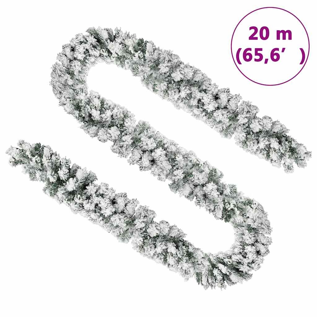 Vidaxl Guirnalda De Navidad Con Nieve Flocada Verde 20 M Pvc_4
