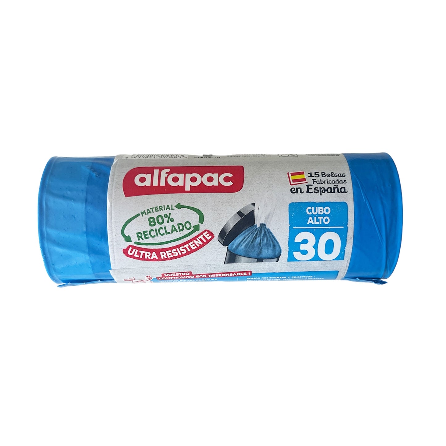 Pack de 20 Rollos de 15 Bolsas de basura Cubo alto 50x75cm 30L autocierre