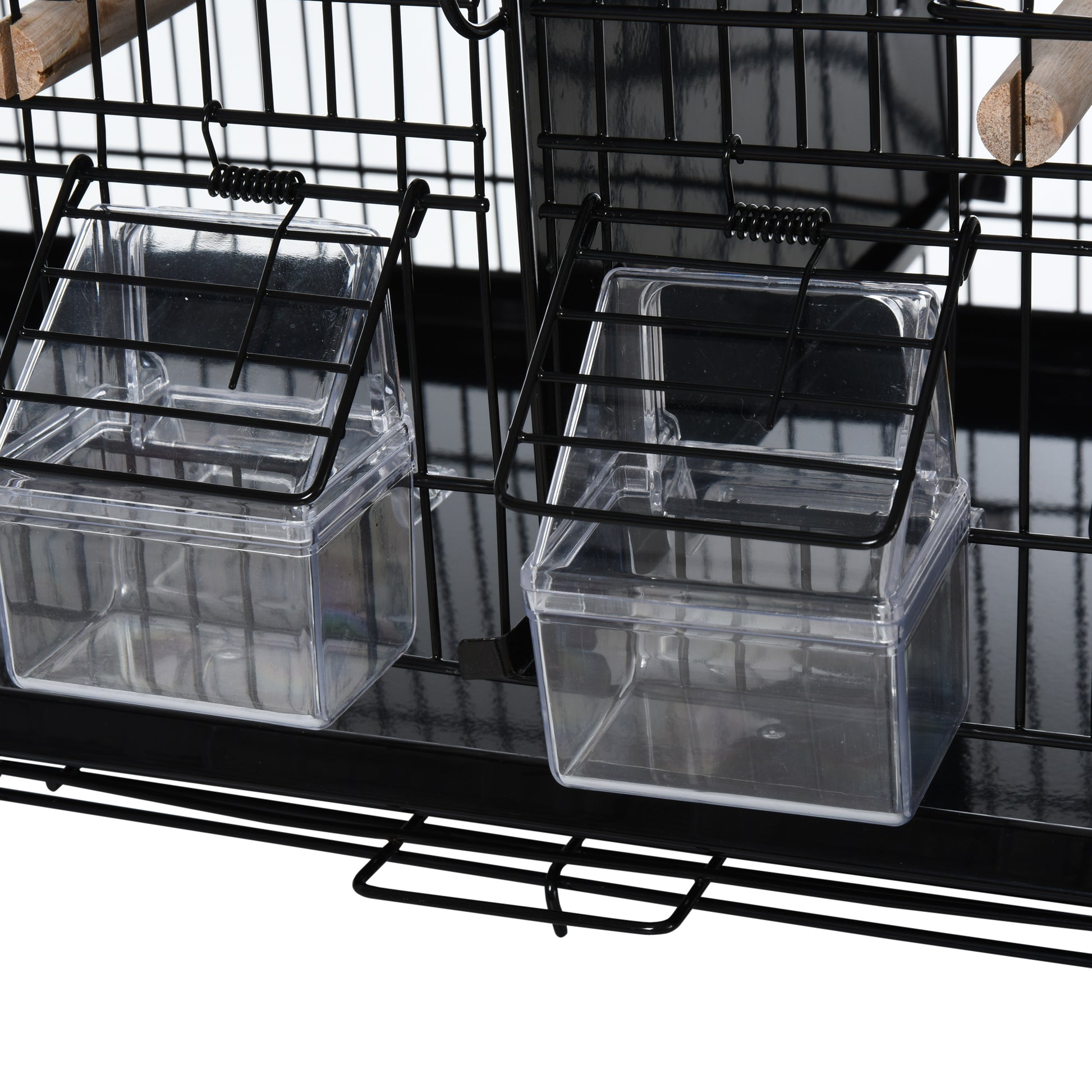 Pawhut Jaula Para Pájaros Con Divisor Ganchos Perchas Y Bandeja Extraíble Negro_4