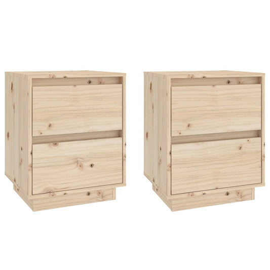 Mesitas De Noche 2 Uds Madera Maciza De Pino 40x35x50 Cm_0