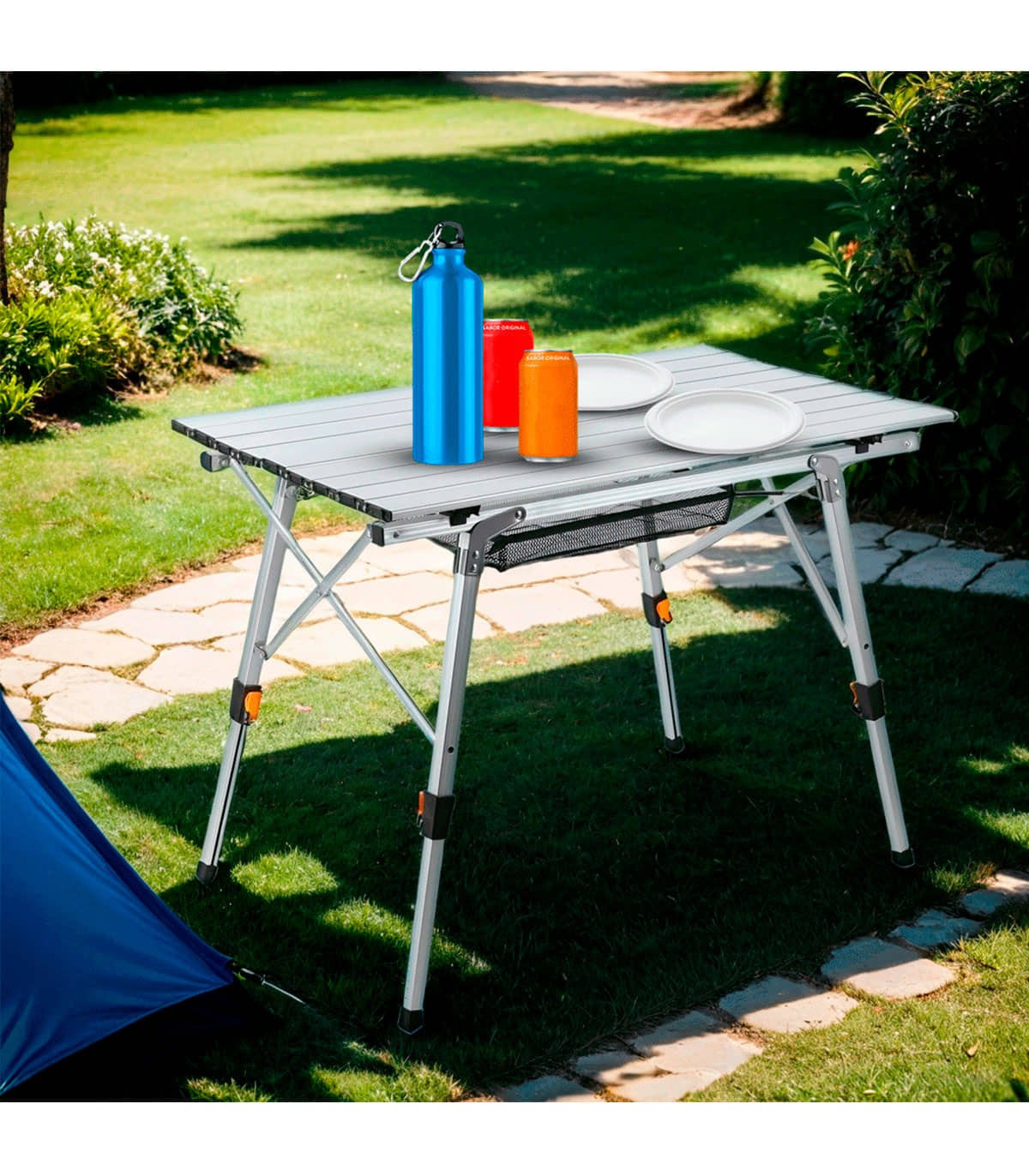 Mesa Plegable De Aluminio Camping 89,9x53 Cm Altura Regulable_1