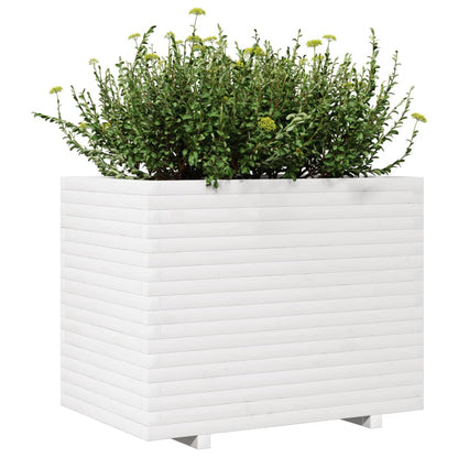 Jardinera De Madera Maciza De Pino Blanca 90x60x72 Cm_3