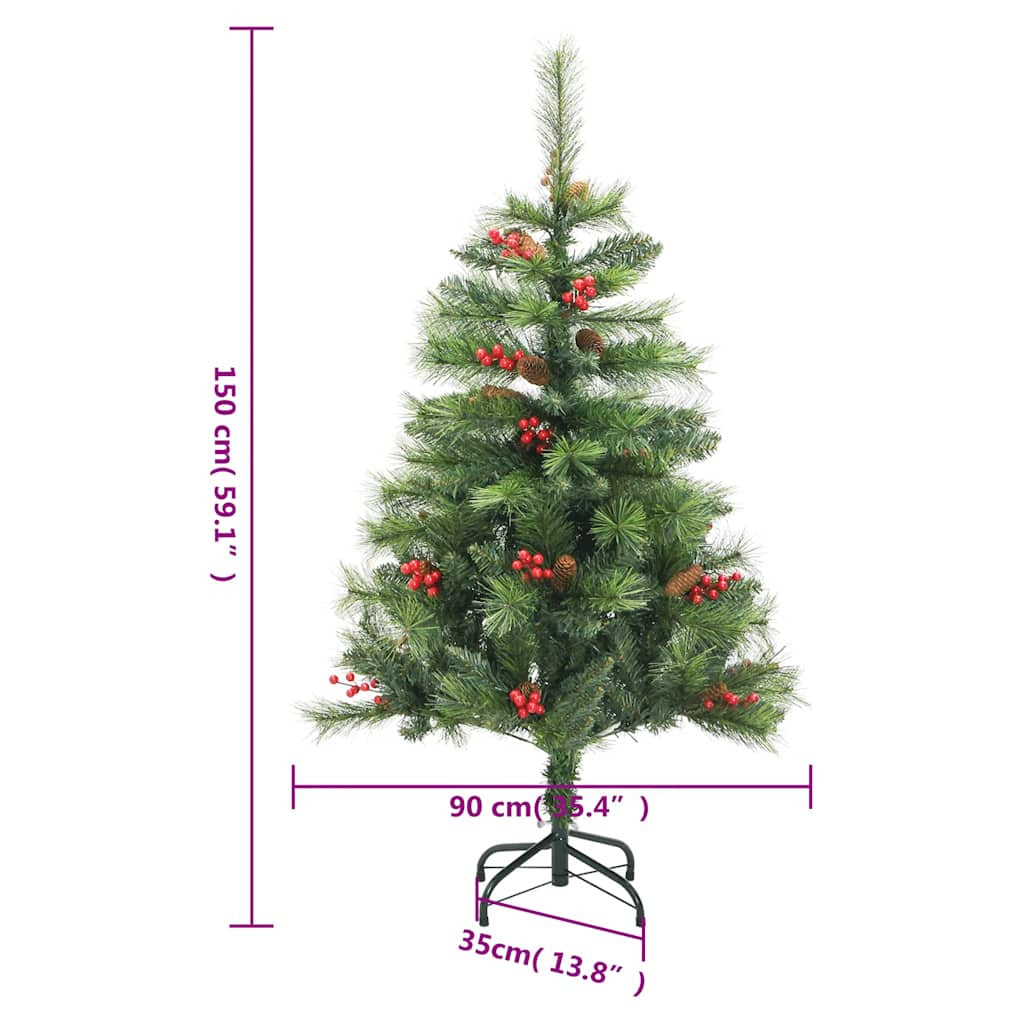 Vidaxl Árbol De Navidad Artificial Con Bisagras 150 Led Y Bolas 150 Cm_2