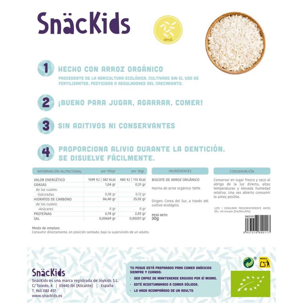 Lanche biológico para bebé +6 meses Bolachas Arroz