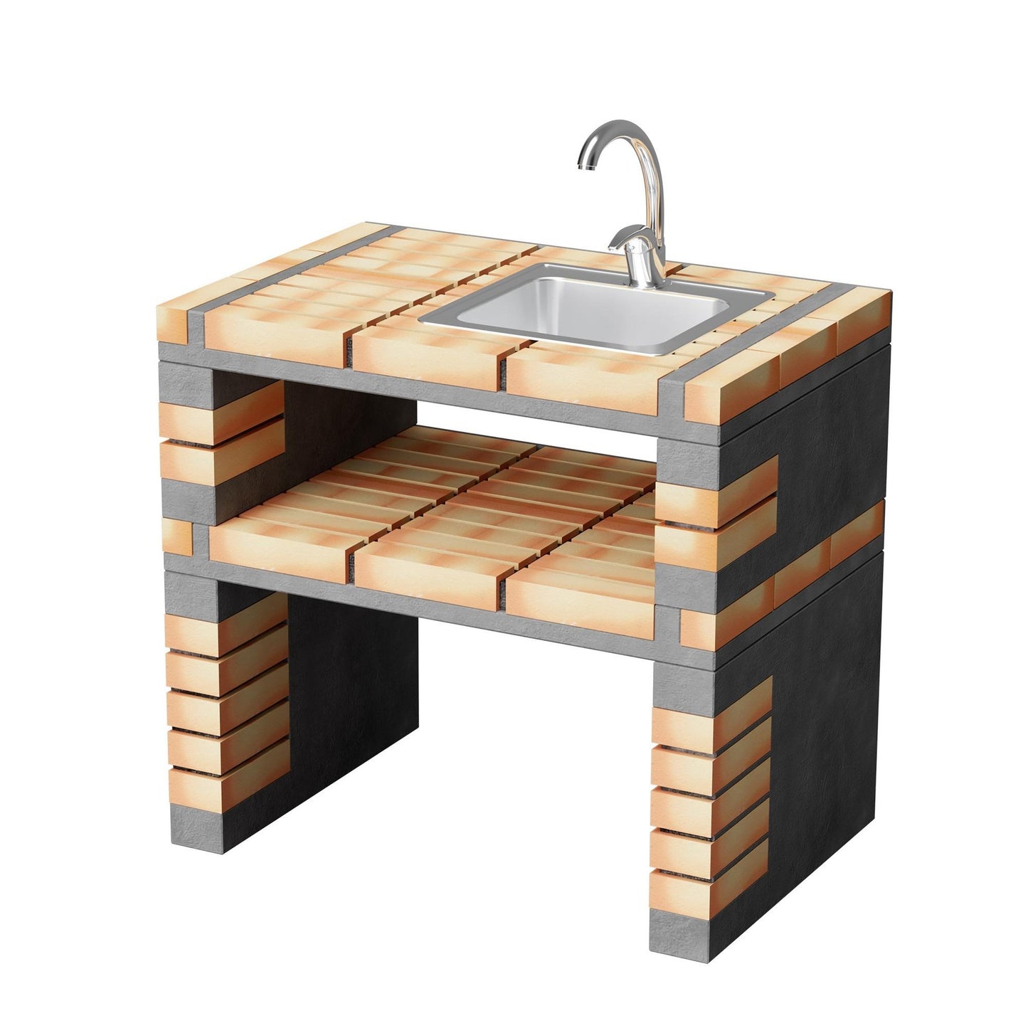 Cozinha exterior California Plus XL com churrasqueira, lava-loiça e fogão a gás Movelar