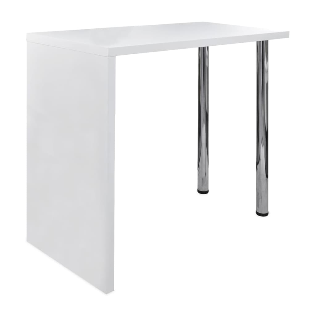 Mesa Alta De Cocina Con 2 Patas De Acero Mdf Blanco Brillo_0