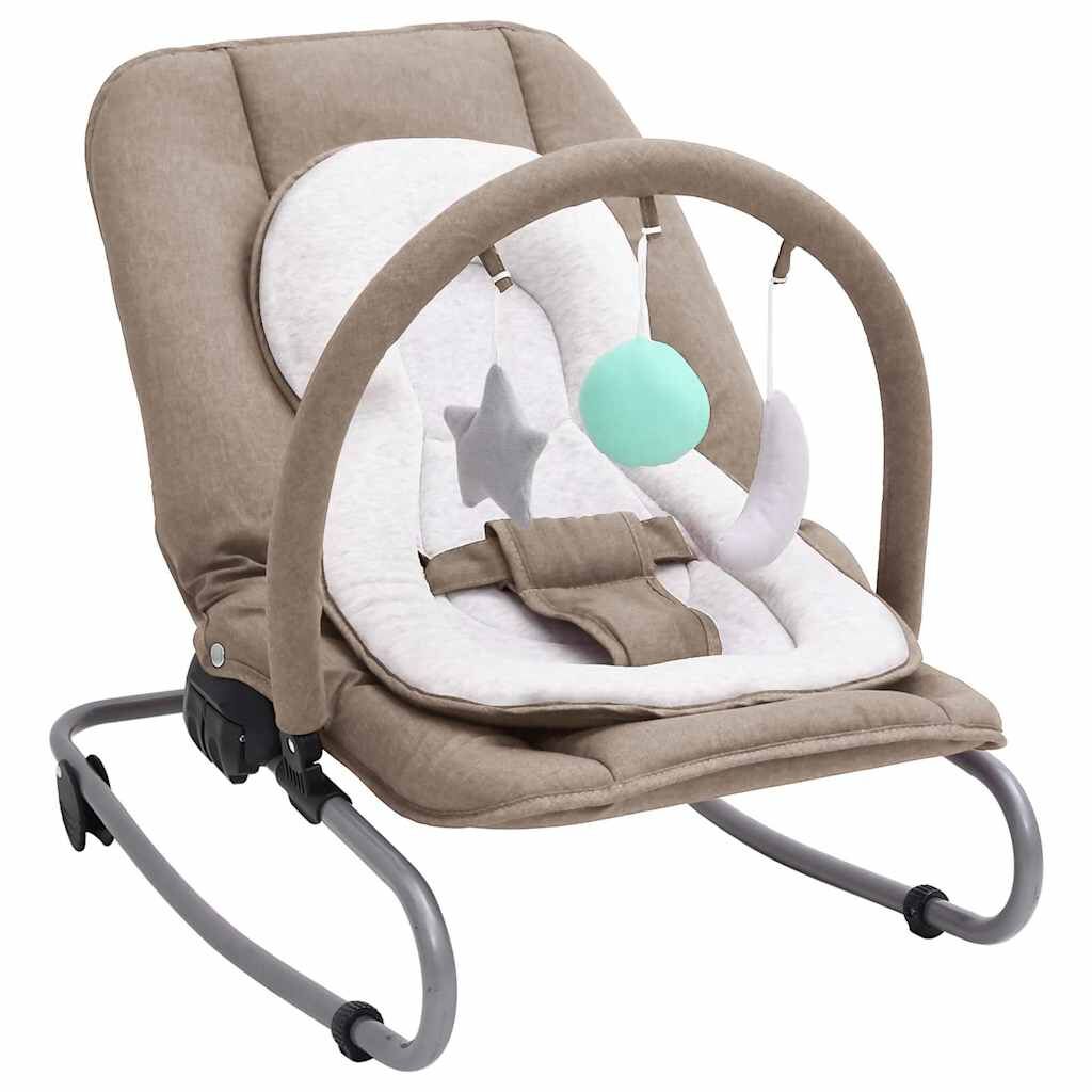 Vidaxl Hamaca Mecedora Para Bebés De Acero Gris Taupe_0