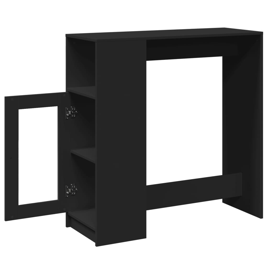 Mesa Alta Con Estantes Madera Ingeniería Negra 101x40x103,5 Cm_3