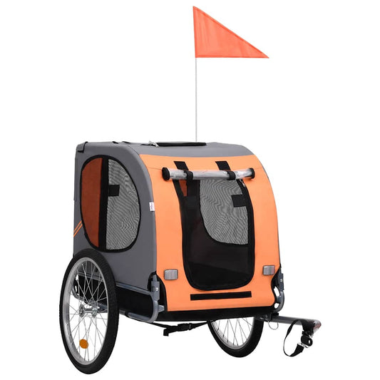 Vidaxl Remolque De Bicicleta Para Mascotas Naranja Y Gris_0