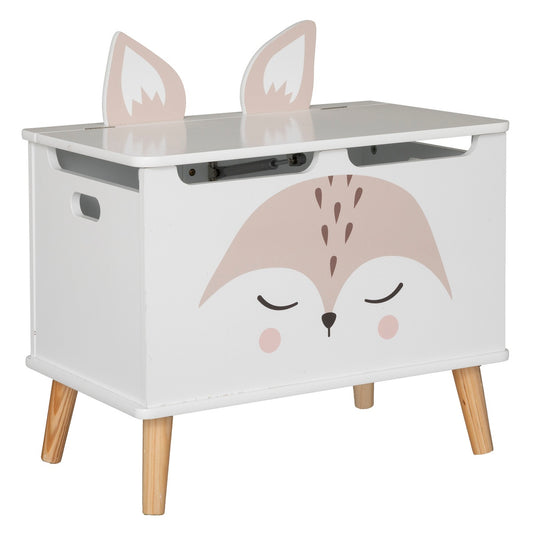 Baúl Infantil zorro En Madera Color Blanco_0