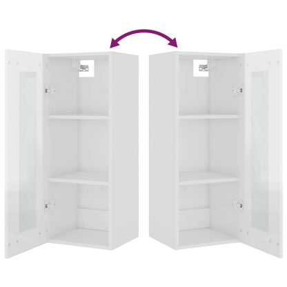 Armario De Pared Colgante Blanco Brillante 34,5x34x90 Cm / Vetonek_5