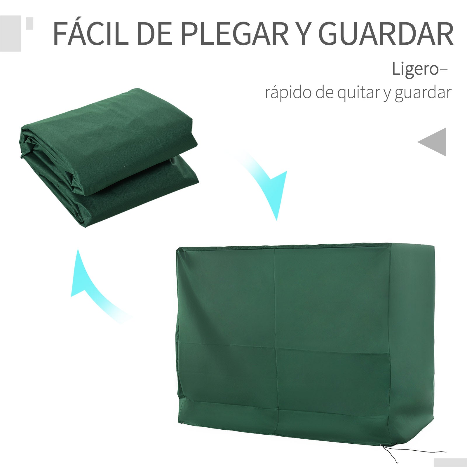 Outsunny Funda Balancín Jardín Con Cordones Ajustables 240x133x185 Cm Verde_5