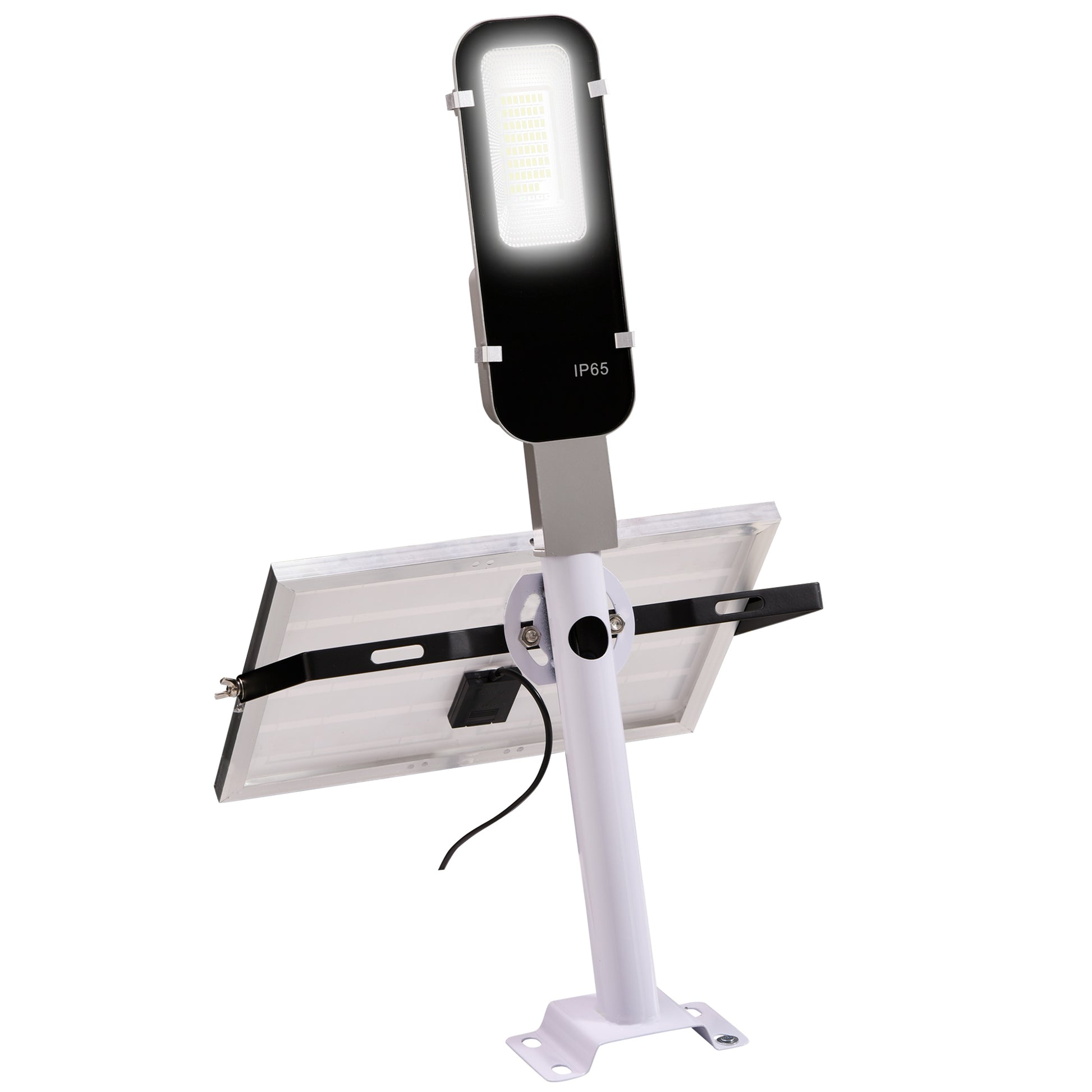 Outsunny Luz Solar Exterior Con 54 Led Ip65 Impermeable 68x37x16 Cm Plata_0