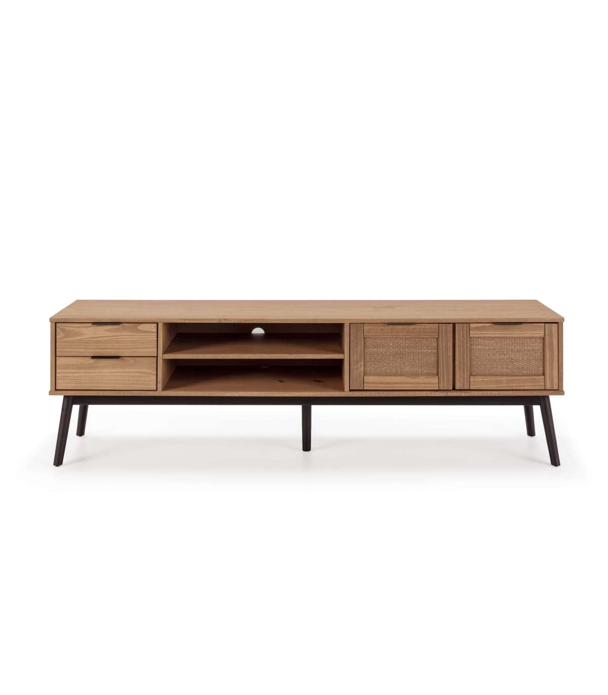 Mueble Tv 2 Puertas 2 Cajones Natalia Acabado Madera De Pino Largo: 180cm Ancho: 40cm Alto: 52cm_3