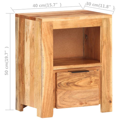 Mesita De Noche De Madera Maciza De Acacia 40x30x50 Cm_4