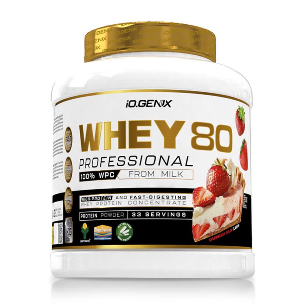 Whey 80 Profesional - 1kg - Nata Y Fresa - Proteina De Suero Whey - Io.genix_0