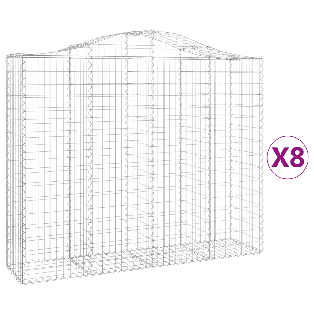 Cestas De Gaviones 8 Uds Forma De Arco Hierro 200x50x160/180 Cm_0