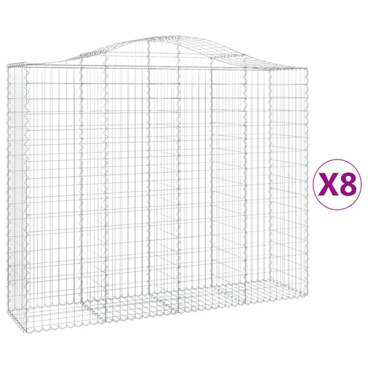 Cestas De Gaviones 8 Uds Forma De Arco Hierro 200x50x160/180 Cm_0