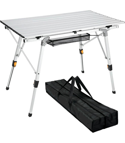 Mesa Plegable De Aluminio Camping 89,9x53 Cm Altura Regulable_0