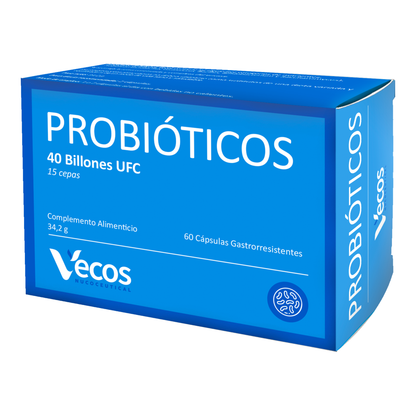 Probióticos Liofilizados VECOS (60 cápsulas) Flora intestinal y confort digestivo | 15 cepas | Cápsula gastrorresistente_0