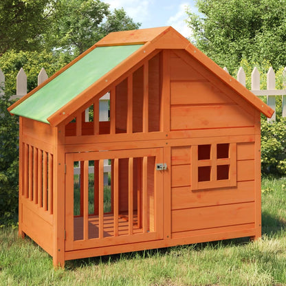 Caseta Para Perros Madera Maciza De Pino Marrón 96x60,5x87 Cm_1