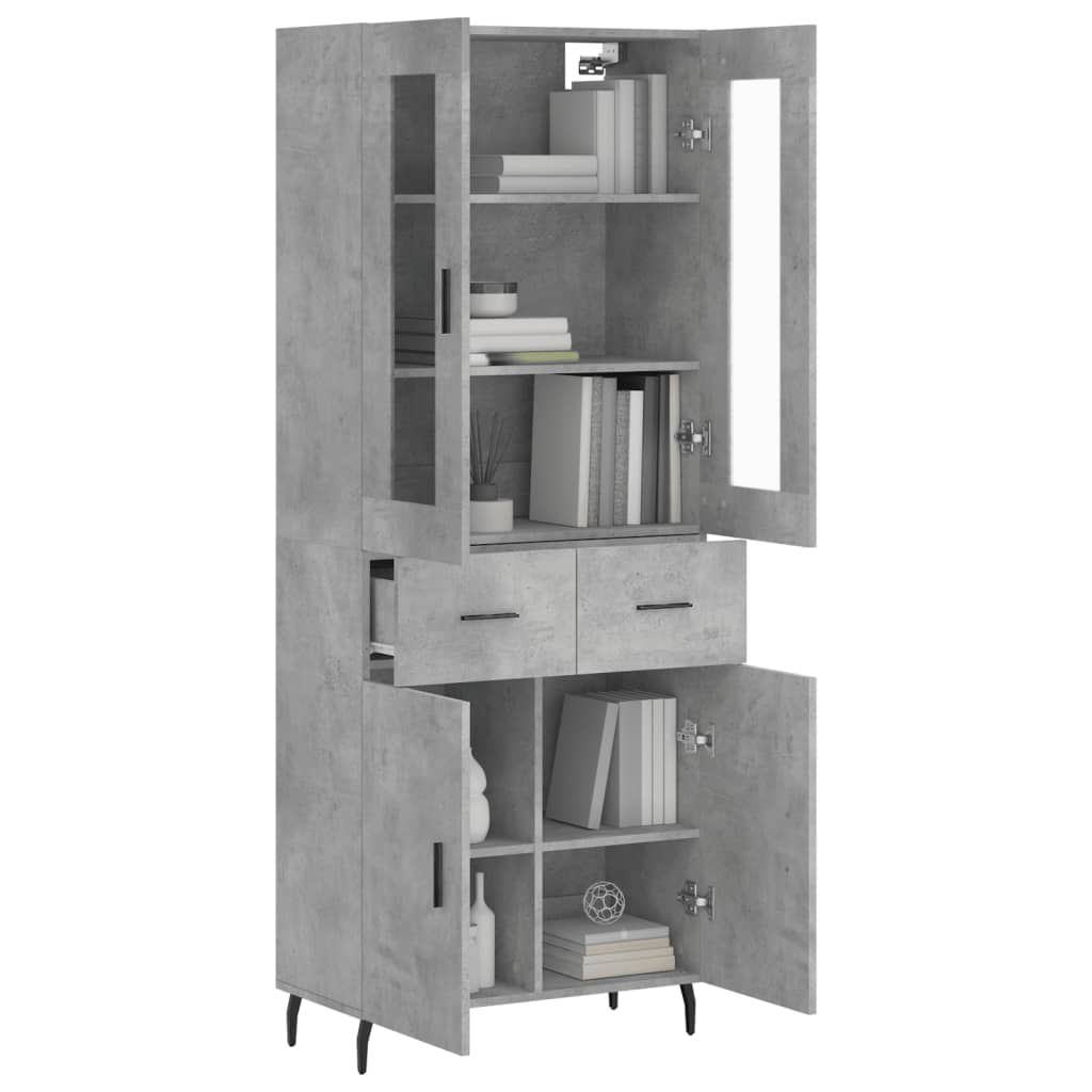 Aparador Alto Madera Contrachapada Gris Hormigón 69,5x34x180 Cm_2