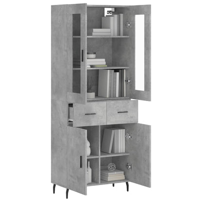Aparador Alto Madera Contrachapada Gris Hormigón 69,5x34x180 Cm_2