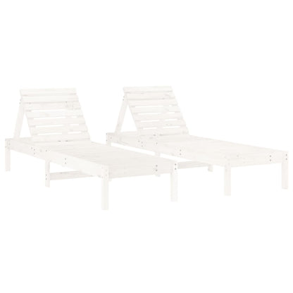 Tumbonas Con Mesa 2 Uds Madera Maciza De Pino Blanco_2