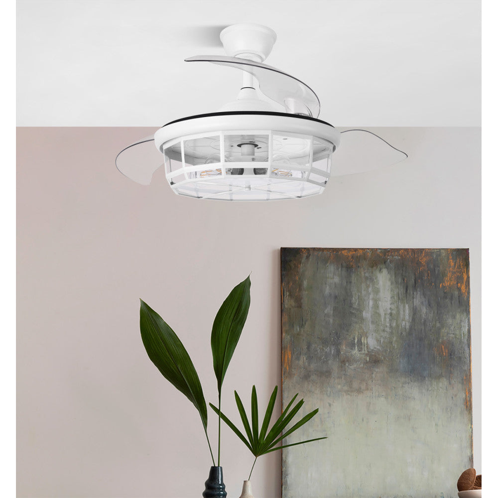 Ventilador Dc Tornado Blanco 5xe27 107d 3aspas Desplegables 6velocidades C/remoto Y Temporizador_3