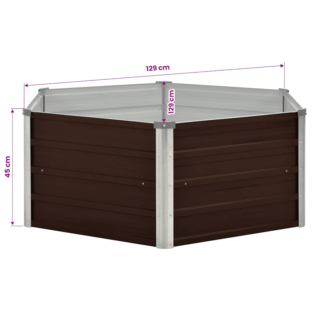 Mesa De Cultivo De Acero Galvanizado Marrón 129x129x45 Cm_5