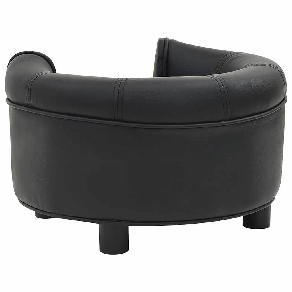 Vidaxl Sofá Para Perros Felpa Y Cuero Sintético Negro 48x48x32 Cm_4