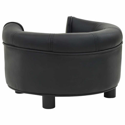 Vidaxl Sofá Para Perros Felpa Y Cuero Sintético Negro 48x48x32 Cm_4