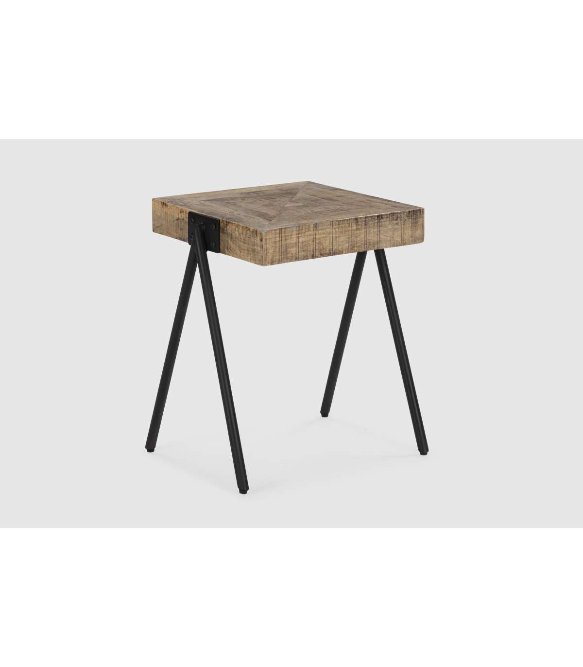 Mesa Auxiliar De Rincón Modelo Aaron Acabado Madera De Mango Natural, 40cm(alto) 80cm(anc_0