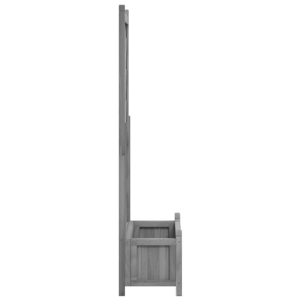 Jardinera Con Enrejado Gris 75x35x150 Cm Madera Maciza De Abeto_4