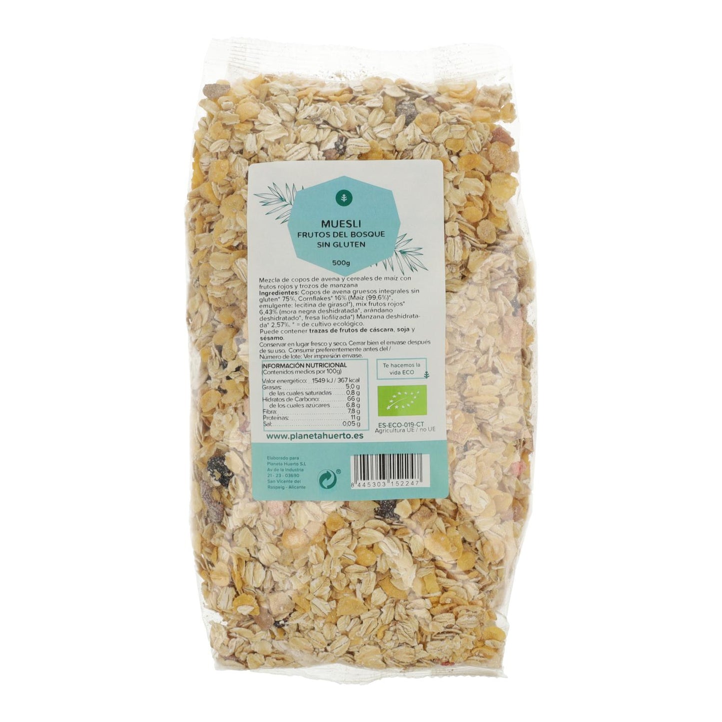 Muesli sem glúten de frutos da floresta ECO Planeta Huerto 500 g