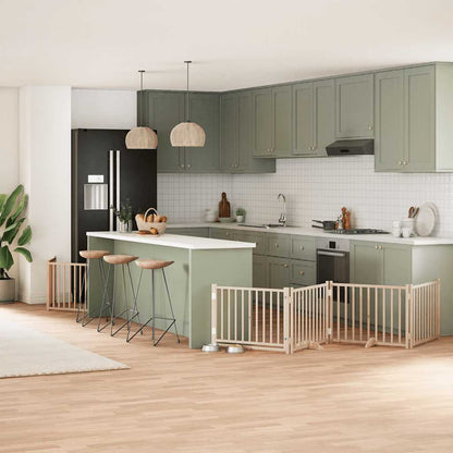 Vidaxl Puerta Para Perros Plegable 8 Paneles Madera De Álamo 640 Cm_1