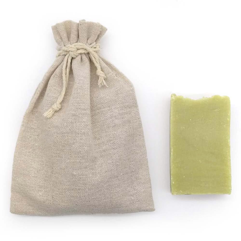 Jabón Natural De Laurel 90g En Bolsa Regalo De Yute - Piel Grasa Y Atópica - Antiinflamatorio Y Antibacteriano_3