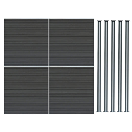 Vallas Para Exteriores De Wpc Y Aluminio - 4x Paneles + 5xpostes | Gris_0