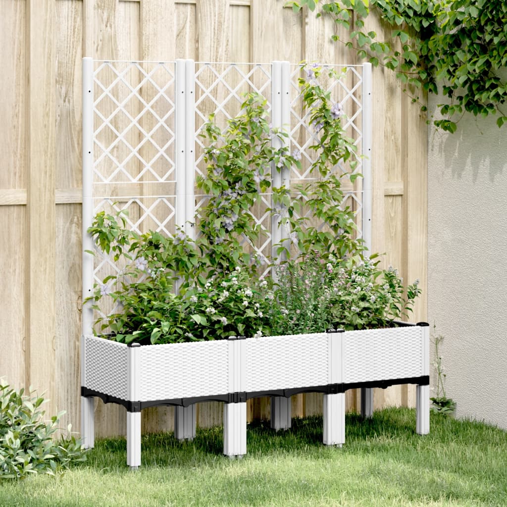 Jardinera Con Enrejado Pp Blanco 120x40x142 Cm_1