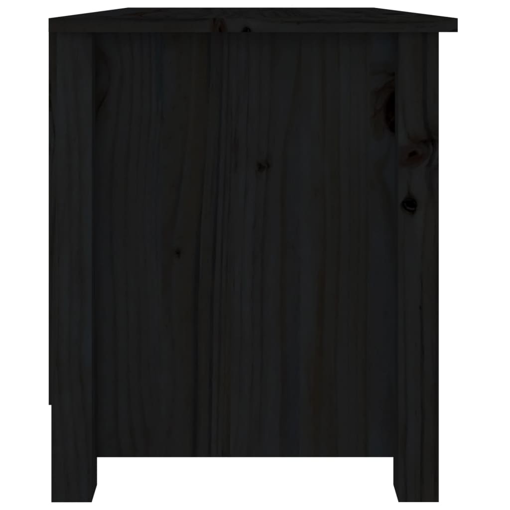 Banco Zapatero Madera De Pino Maciza Negro 70x38x45,5 Cm / Vetonek_4