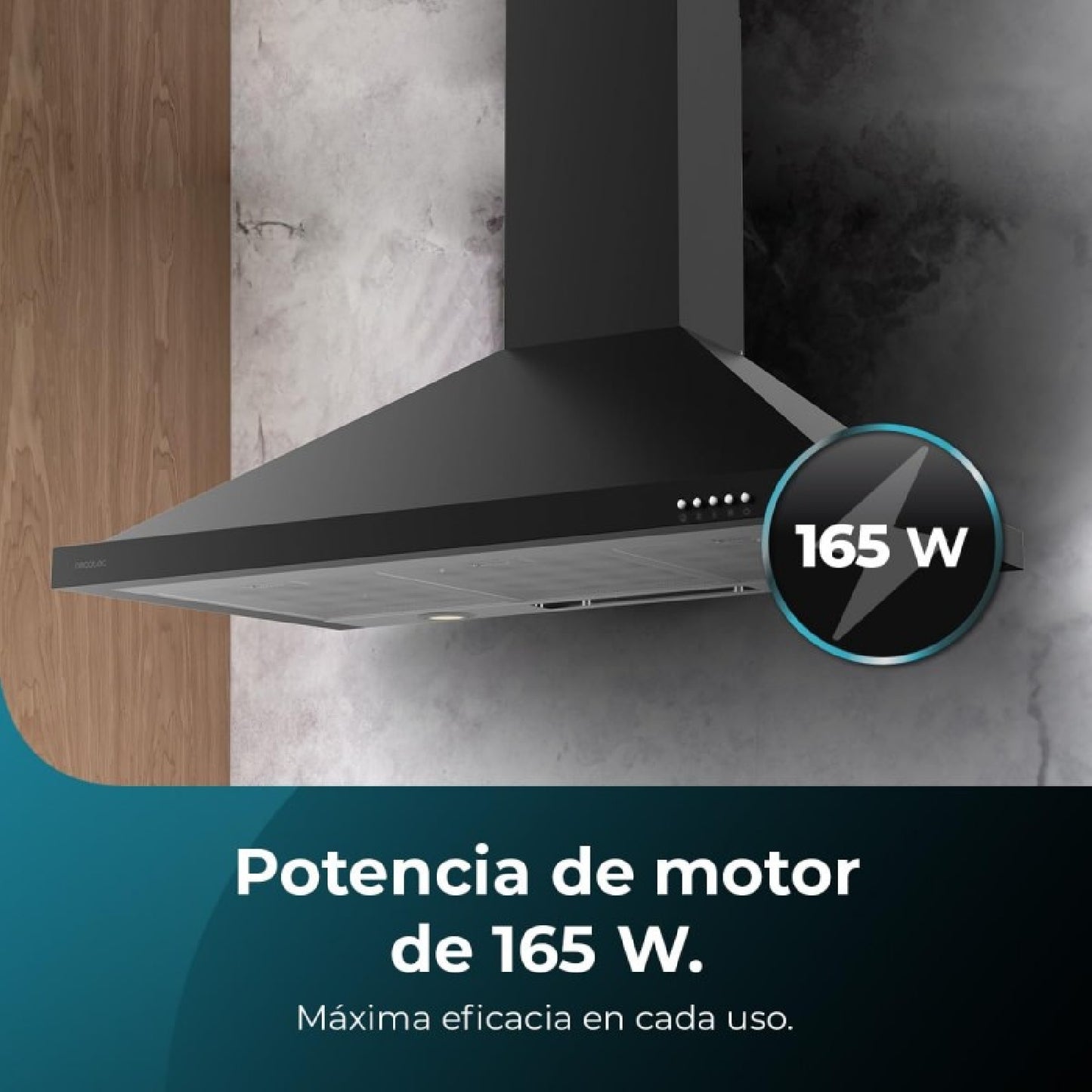 Campana Extractora Piramidal De 60cm Bolero Flux Pm 604300 Black C. Motor 105w, Succión 430m3/h, Control Mecánico, 3 Niveles De Potencia, Luz, Filtr_2