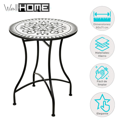 Well Home Mesa Bistro De Diseño Mosaico Ø60x71cm_1