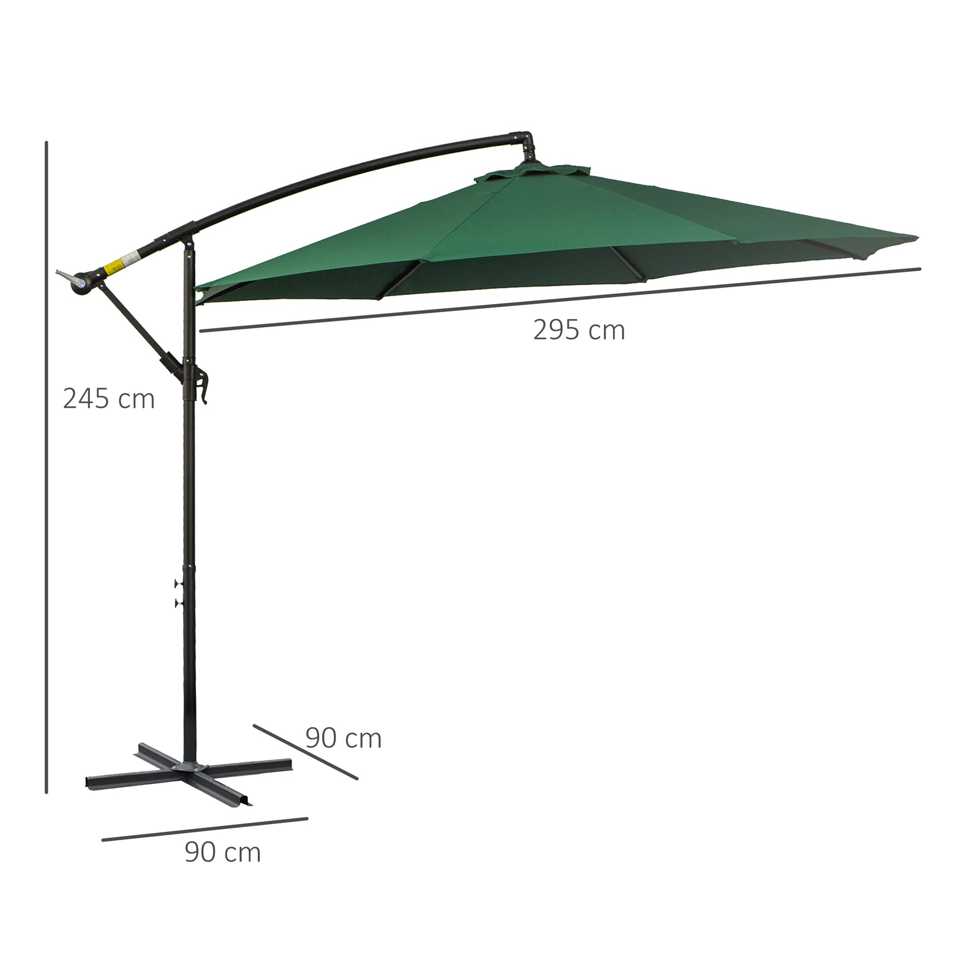 Outsunny Parasol Excéntrico Ø300 Cm Inclinable Con Manivela Para Jardín Verde_2